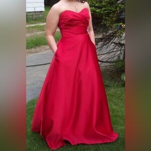 Alfred Angelo Strapless Red Gown with pockets